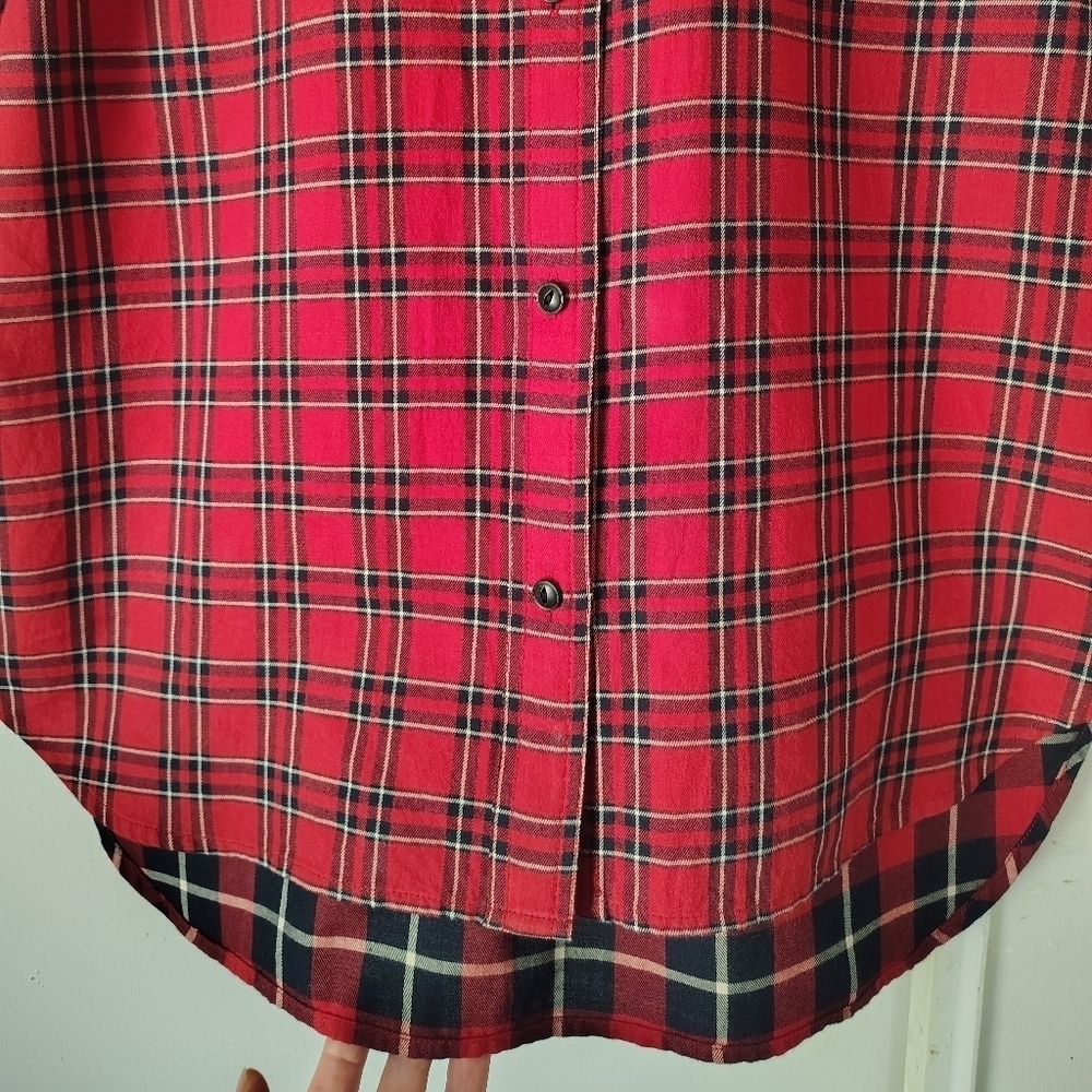 Madewell women's classic ex-boyfriend shirt, red cotton plaid, one pocket, sz S. - Picture 15 of 16
